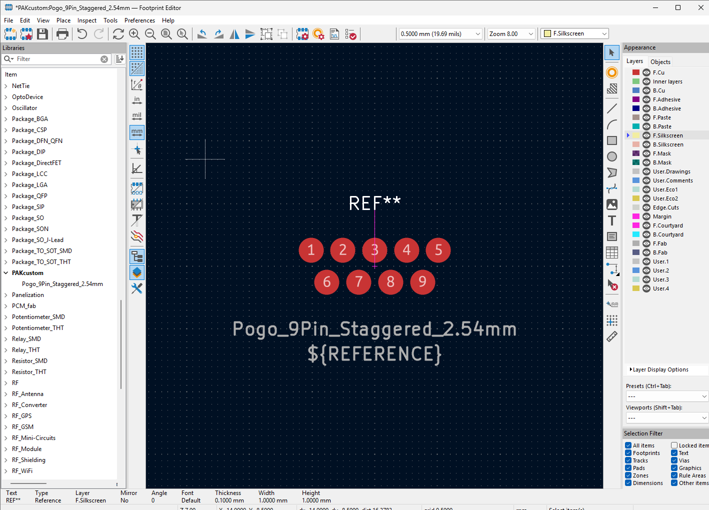 The staggered row layout - like a VGA port.